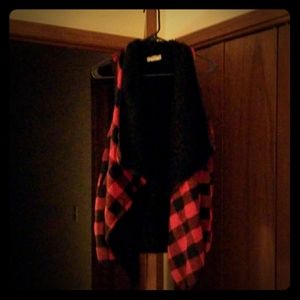 Plaid red and white one size vest